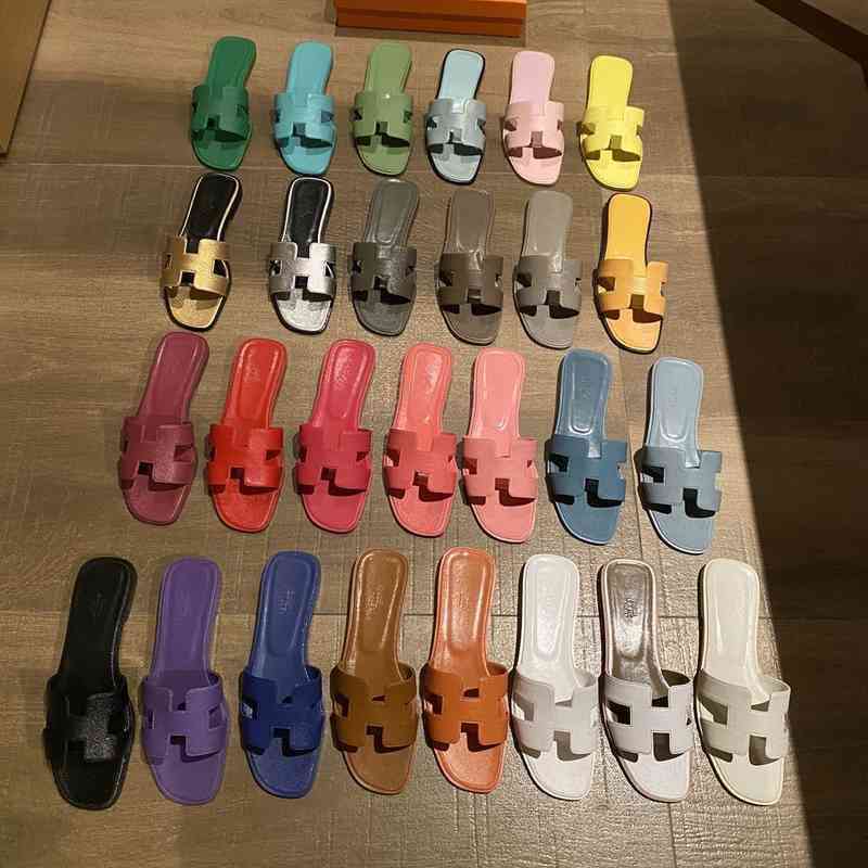 

Designer Herme Slippers Ms Oran Sandal Cowhide White Palmprint Classic h for 21 Years Have, Electric blue palmprint