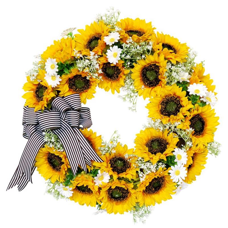 

Decorative Flowers & Wreaths Artificial Sunflower Wreath Christmas For Front Door Wedding Party Wall Windows Farmhouse Home Decoration, Light grey