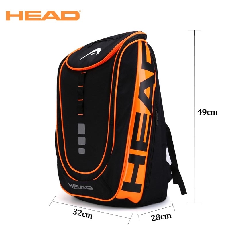 

HEAD Tennis Backpack Outdoor Sport Bag Tennis Racket Bag Raqueta Tenis Backpack Original Tennis Backpack With Shoe Bag 220623, Black orange