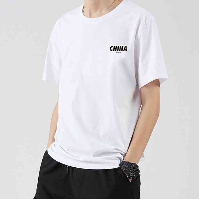 

Men's short sleeve thin t-shirt fashion brand men's 2022 new summer cotton top letter ins trend, Xrv8a006 white