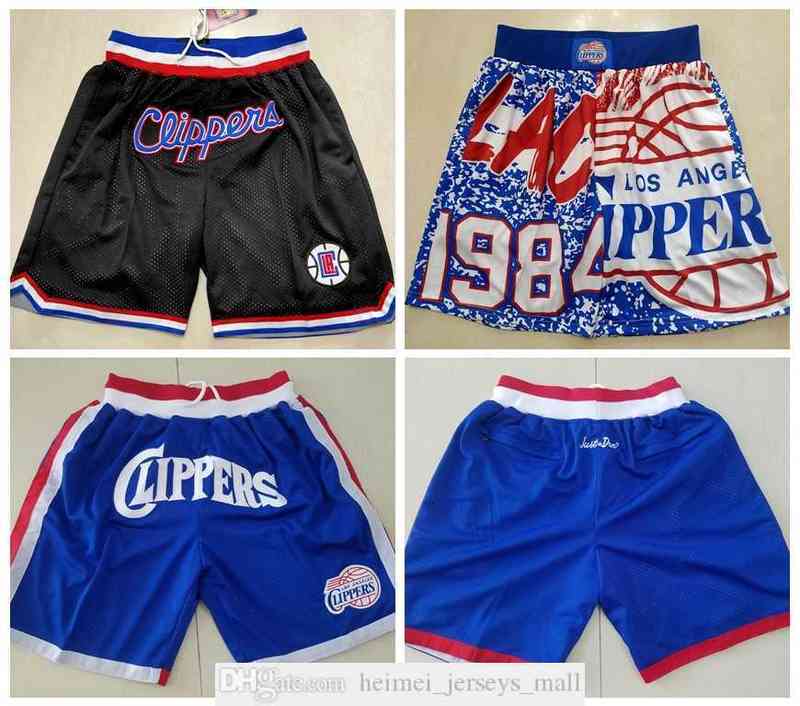 

Los Angeles''Clippers''Men Basketball Shorts JUST DON Stitched Mitchell and Ness With Pocket Zipper Sweatpants Mesh Retro Sport PANTS