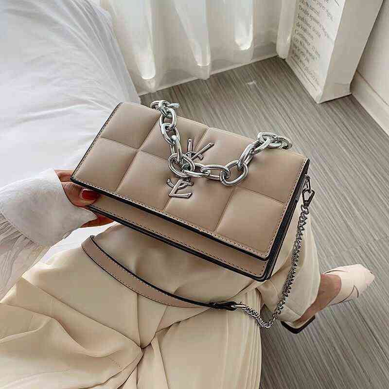 

Factory Online Export Designer Bags Tote Women's 2022 New Fashion Net Red Thick Chain Texture Messenger Small Square Portable Shoulder, Black
