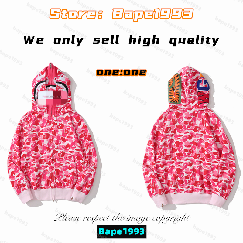 

High quality Apes Mens Hoodies & Sweatshirt Japan shark B ape head Galaxy spots luminous camo Male and female couples with the same model 100% cotton New hoodie 1993 KS5-14, 1 button