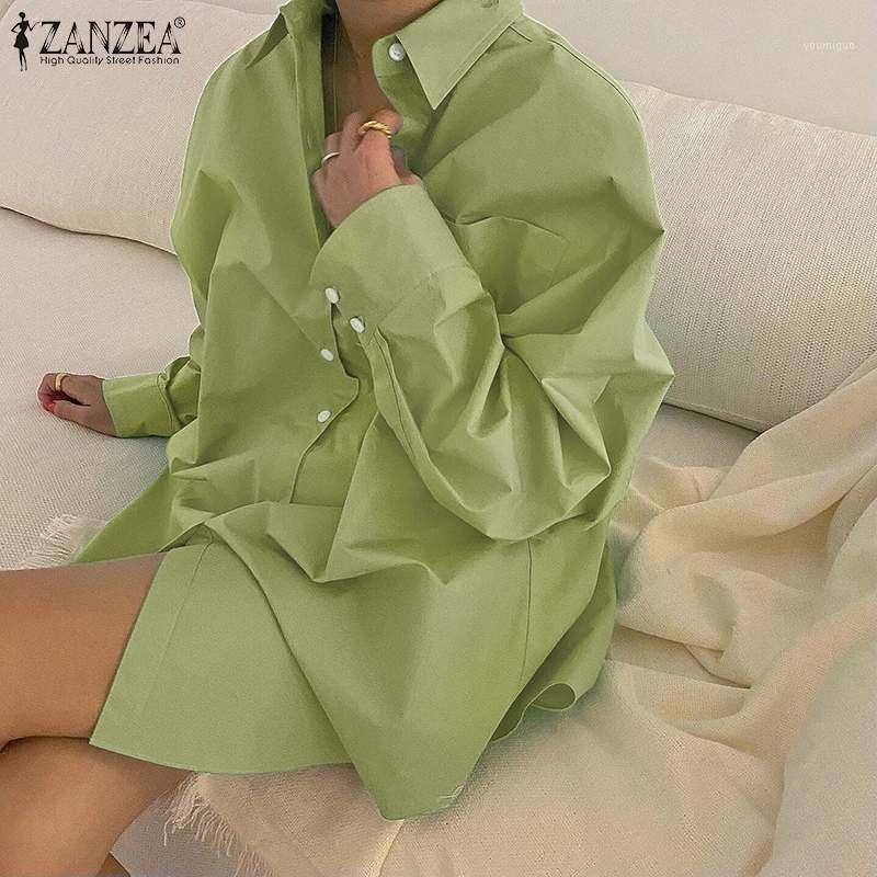 

Women' Blouses & Shirts Femme Tops Autumn Korean Office Style Elegant Blusas Ladies Sexy Turn-Down Neck Chemise Long Sleeve Leisure, Green
