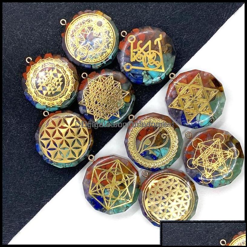 

Charms Jewelry Findings Components Seven Chakra Natural Stone Pendant Exquisite Sacred Dhjn7