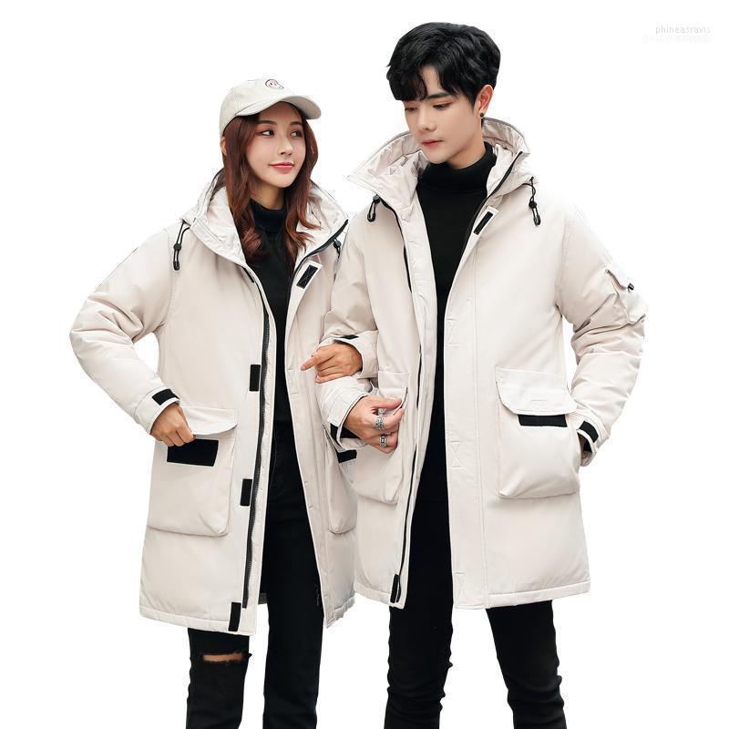 

Men Women Down Jacket 2022 Men' Tooling Fashion Long Section Youth High Students Loose Winter Warm 65181 Phin22, Yellow