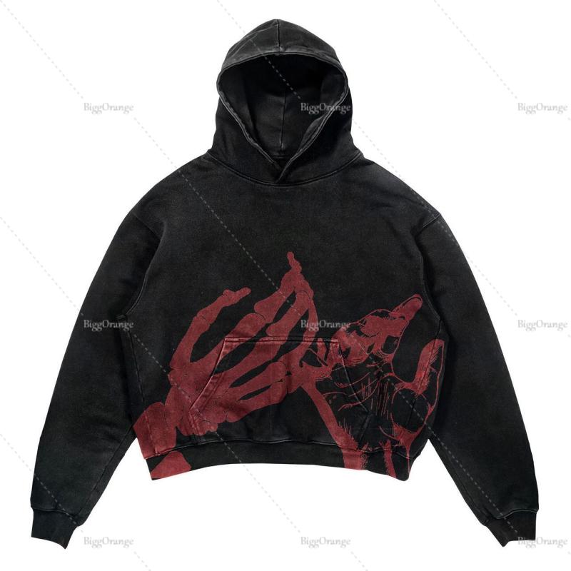 

Men's Hoodies & Sweatshirts Harajuku Graphic Printed Long Sleeves Casual Streetwear For Men Vintage Oversized Cotton Loose Gothic TopsMen's