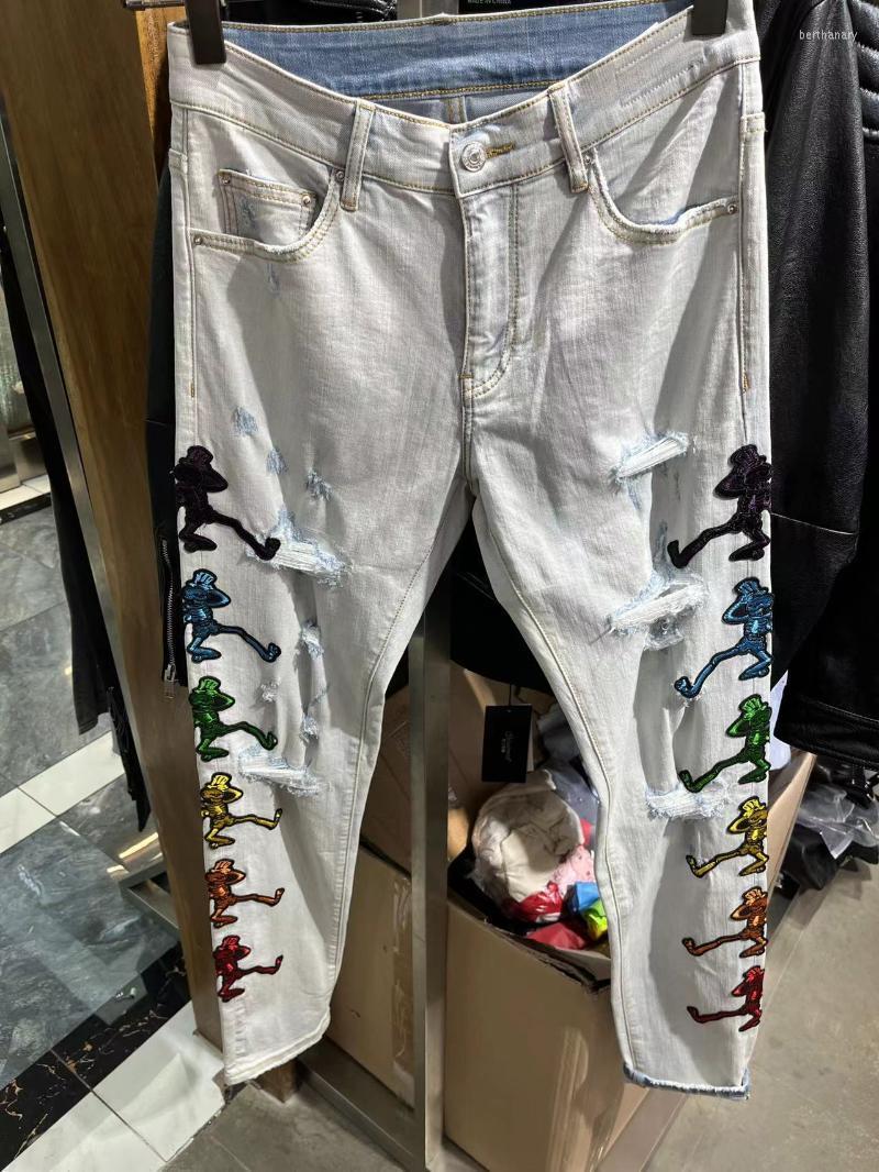 

Men's Jeans Zc1606 Fashion Men's 2022 Runway Luxury European Design Party Style ClothingMen's Bert22, White