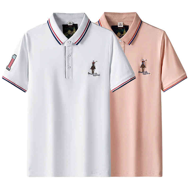 

2022 summer new business short sleeved polo fashion trendy brand casual Lapel cotton breathable men's T-shirt, White