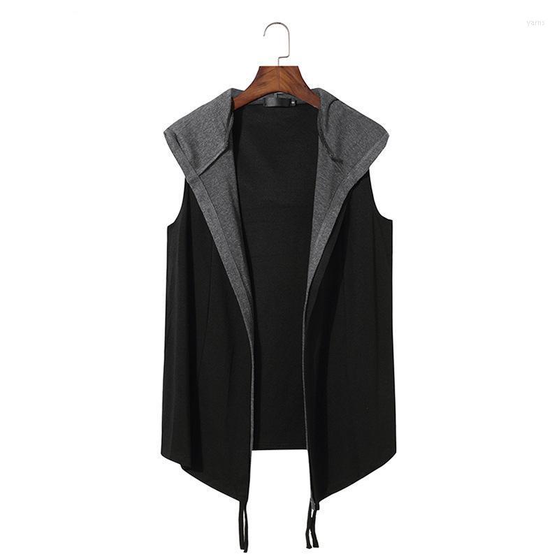 

Men' Summer Hip-hop Sleeveless Hooded Vest Vests, Black