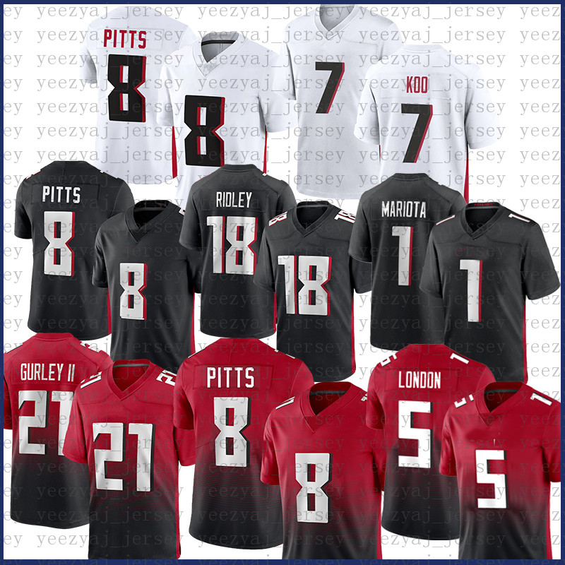 

5 Drake London Desmond Ridder Football Jersey 8 Kyle Pitts 1 Marcus Mariota A.J. Terrell Jr. Ridley Deion Jones Dee Alford Justin Shaffer Tyler Allgeier Frank Darby, Mens-liey