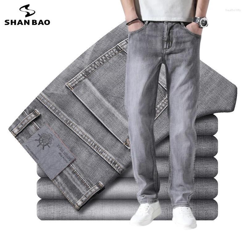 

Men's Jeans BAO 2022 Spring/Summer Brand Fit Straight Lightweight Cotton Stretch Business Casual Men's Thin Denim GreyMen's Heat22, Black gray