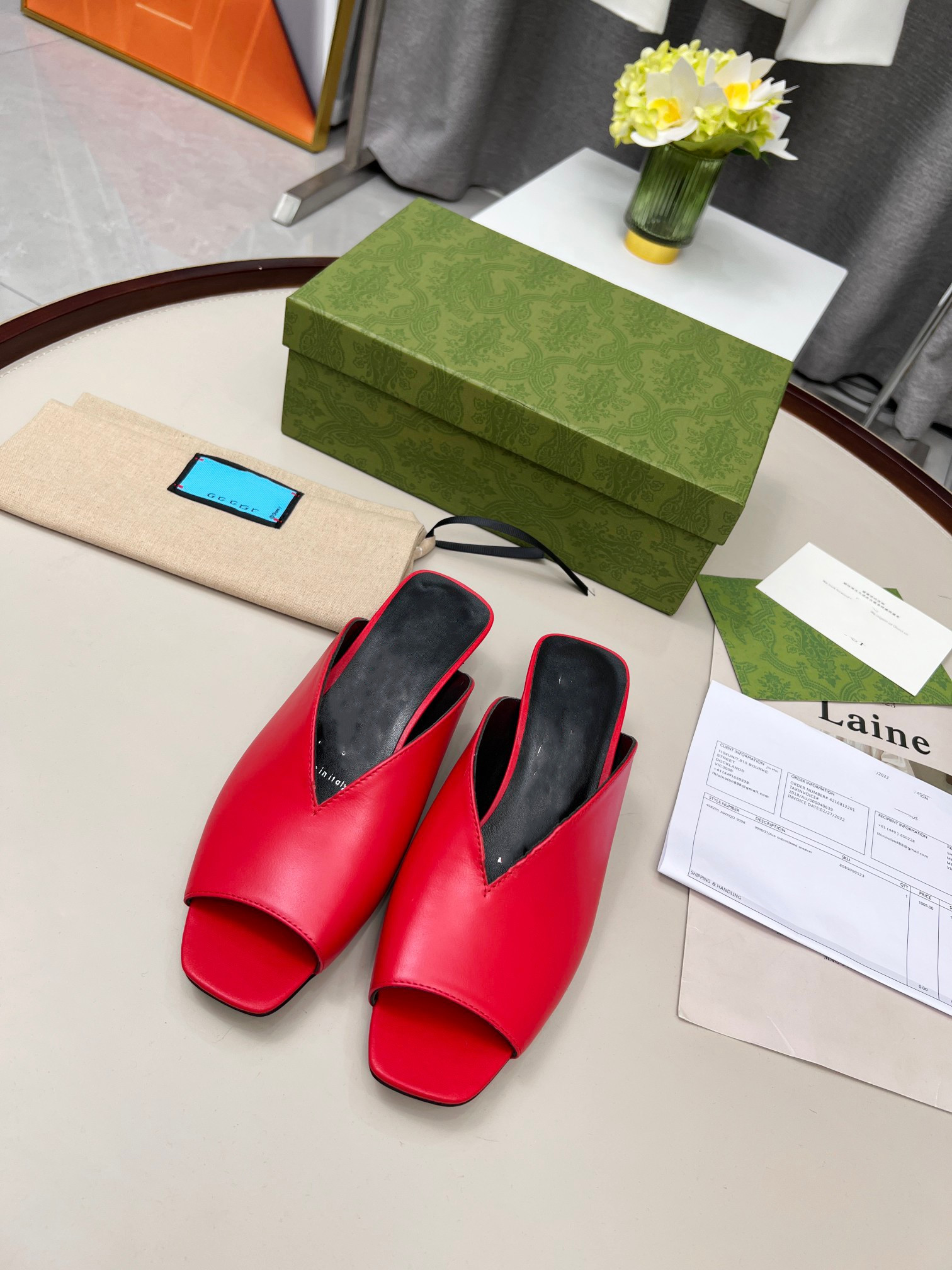 

2023 shoes sandals New electric embroidered flat slippers fabric imported sheepskin surface foot-padded goatskin 0609, 06