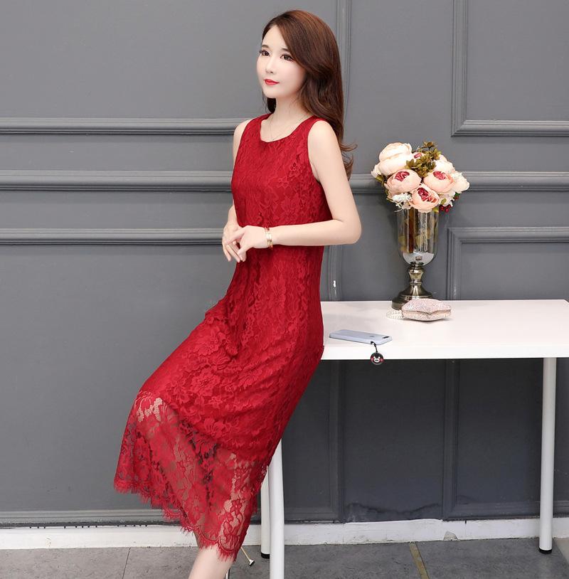 

Women's Sleepwear Slip Dress Summer Double Modal Long Lace Ladies Korean Large Size Petticoat Women's Solid Underskirt Women Inner Dress, Black