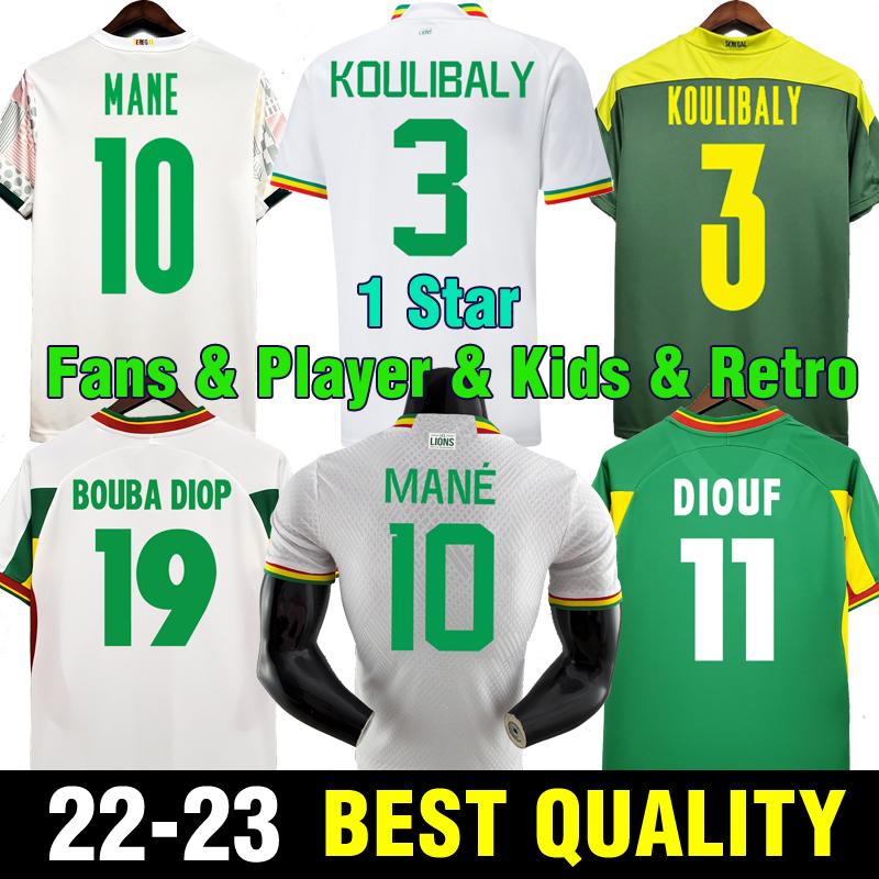 

22 23 Home away 1 star Senegal soccer jerseys 2022 2023 MANE KOULIBALY GUEYE KOUYATE SARR Maillot de football shirt 2002 retro vintage