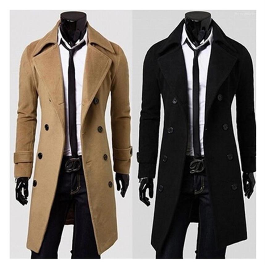 

Whole- Men Winter Jacket Peacoat Manteau Homme High Quality Fashion New Mens Winter Trench Coats Long Vercoats Duffle Coat1229K, Black