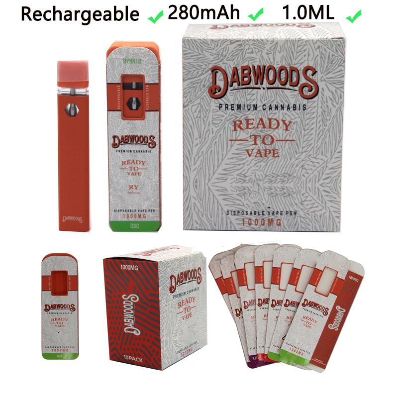 

Dabwoods Empty Disposable Vape Pen E Cigarette 1ml Ceramic Coil Pod 280mAh Rechargeable Battery Disposable Vapes For Thick Oil with Packaging Box