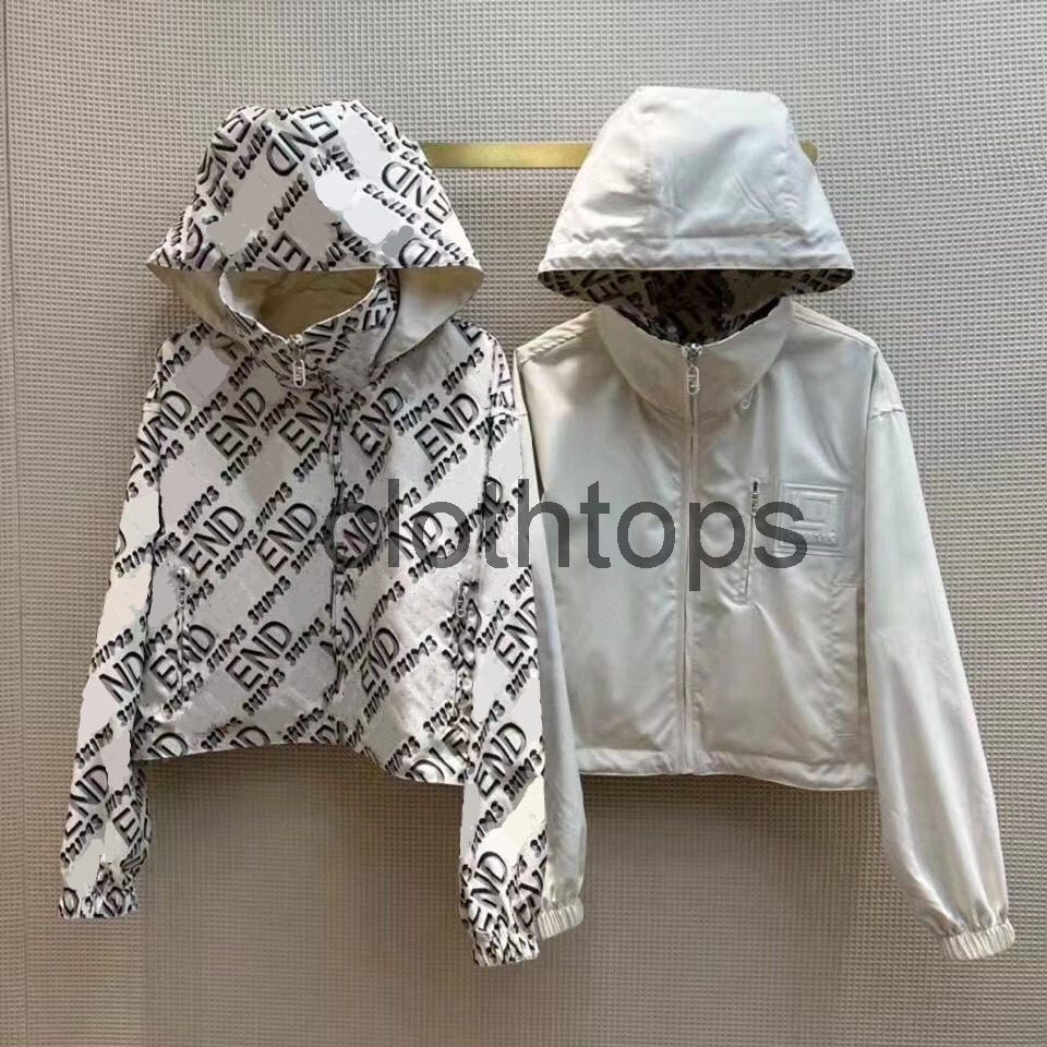 

Designer 2022 Capsule Collection Women' Hooded Jackets Fashion Reversible Full FF Long Sleeve Jacketcp clothing, Ivory