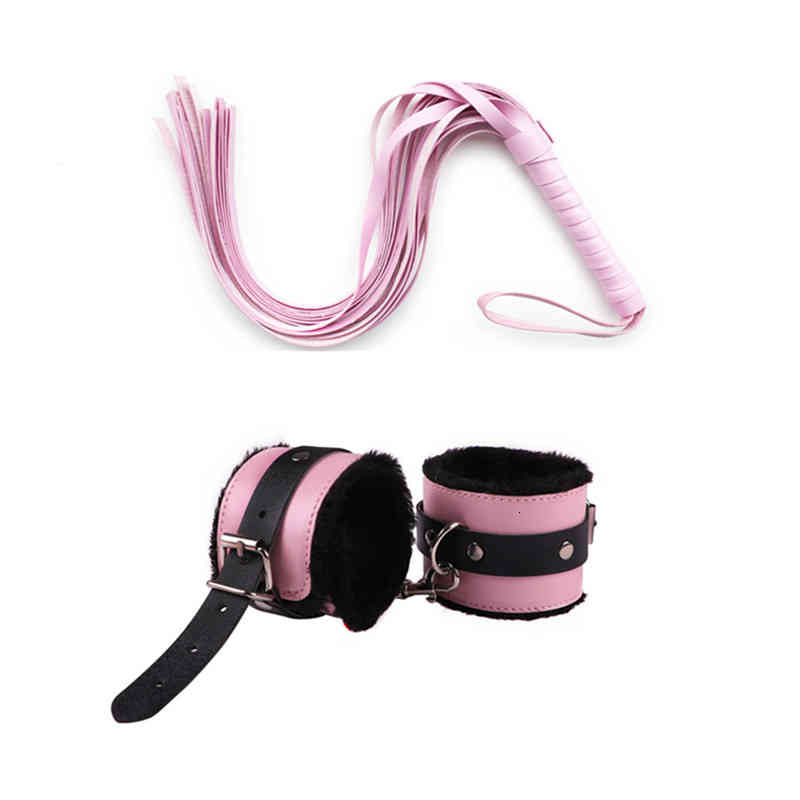 Massager Vibrator Penis Cock Bdsm Bondage Kit Leather Handcuffs Sets with Whip N-image-793973557