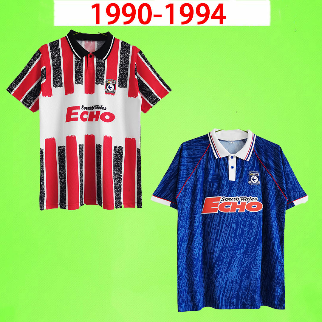 

1990 1992 1993 1994 Cardiff retro Soccer Jerseys Vintage Classic jersey MAN football shirts city 90 91 92 93 size S-XXL home blue away red top quality