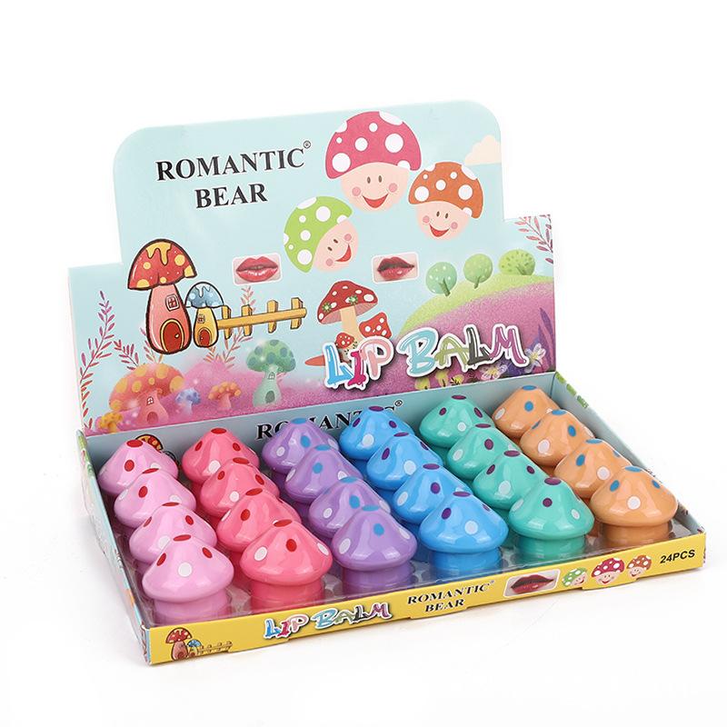 

Lip Gloss Wholesale 24pcs Lot Cute Mushroom Shape Fruit Flavor Natural Moisturizing Brighten Kawaii Lips Care In BulkLip GlossLip