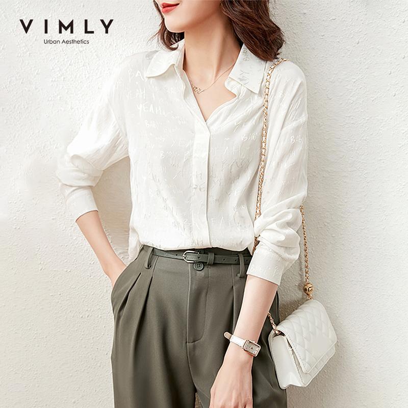 

Women' Blouses & Shirts Vimly Women Shirt Fashion Letter Embroidery Chiffon Blouse Elegant Buttons Office Lady Work Wear Tops Blusas F6779, Pink
