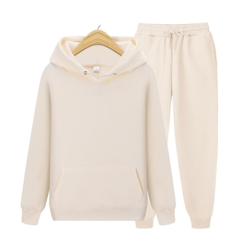 

Men' Tracksuits 2022 Ladies Casual Wear Suit Sportswear Solid Color Pullover + Pants Autumn And Winter Fashion, Whitewhite