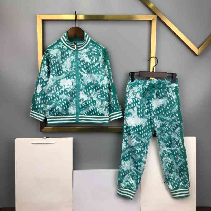 designer kids luxury tracksuit zip jacket tiger print d..r logo brand long sleeve sweater coat pants two piece suit autumn cotton jackets green c