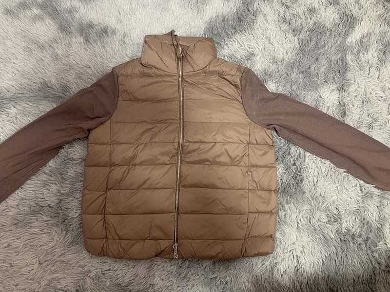 

Monclair Knitted panel womens down jacket 'NFC' Europe and American style puffer jackets Designers women  Clothing Size --L, Brown