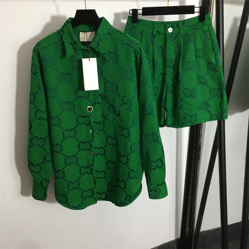 

Classic Designer Tracksuits Full Letter Pants Rhinestone Button Lapel Blouse Shirt Long Sleeve Trousers 2 Piece Set, 2#