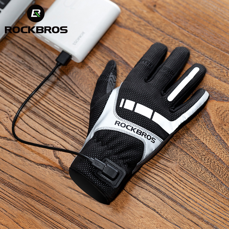 

ROCKBROS Wram Bicycle Women Men s Gloves Winter SBR Touch Screen USB Heated Windproof Plam Breathable Moto E bike 220812