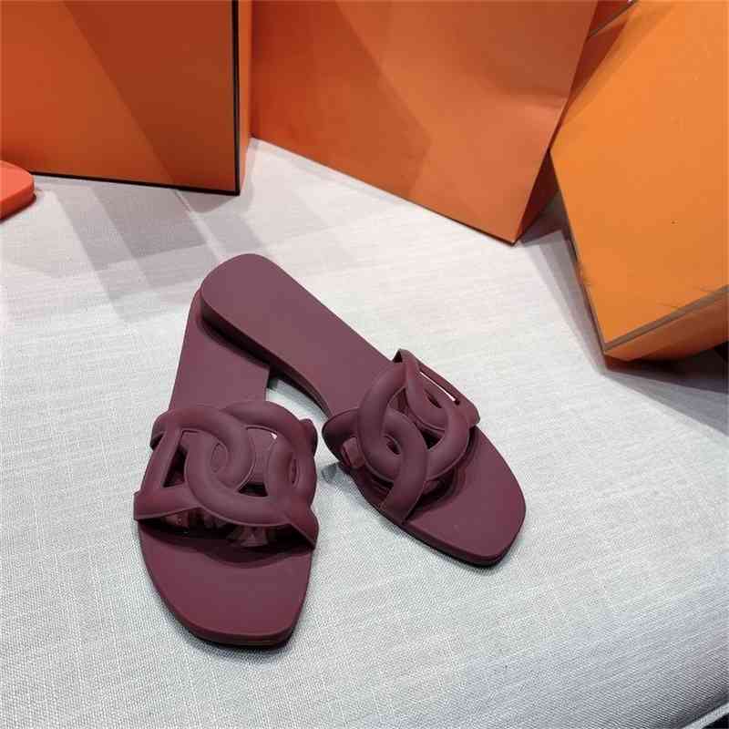 

Designer Herme Women Oran Slippers Slipper Egerie Sandals Summer Luxury Flip-flops Chain h Jelly Outdoor Word Flat Lady One Beach Silpper EWU2 FF5A, Color 1