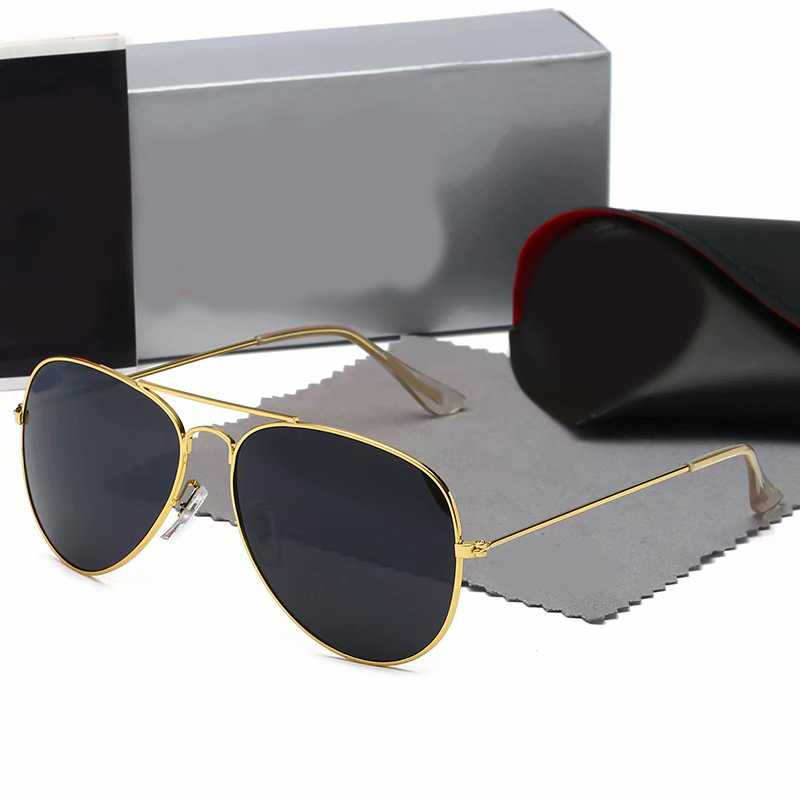 

Wholesale Famous luxury designer sunglasses for mens women mirror metal frame pilot sunglass classic vintage eyewear Anti-UV cycling driving sun glasses with case