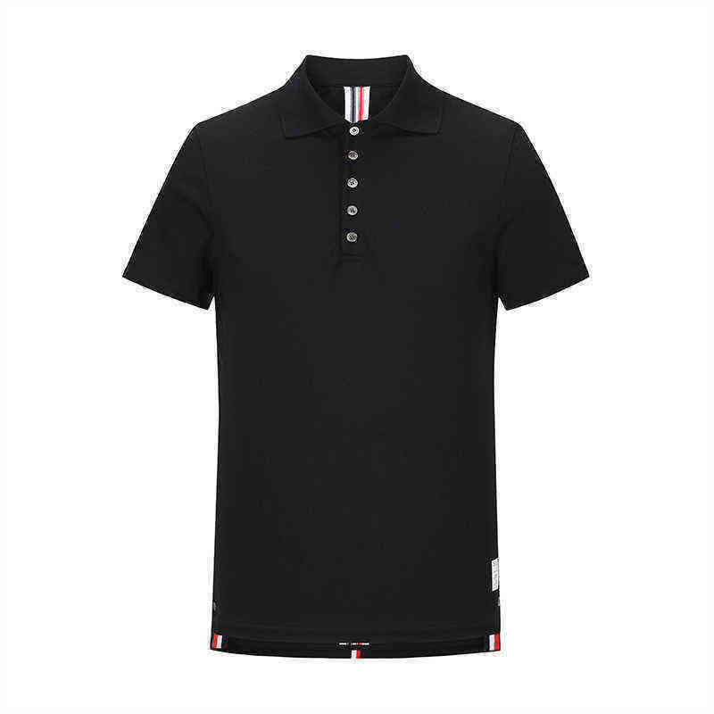 

TB THOM Men T-Shirt Summer 2022 New Arrival Brand Tops Pure Cotton Center Back Stripes Navy Blouses Casual Harajuku Polo T-shirt, Black