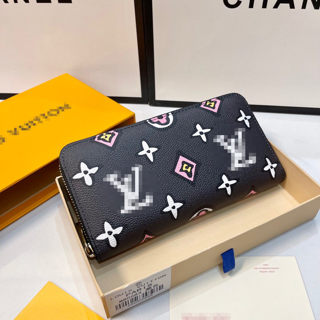 

Wallets LVs louiseitys viutonitys YSLitys GGitys Zippy wallet luxury designer bags for women and mens classic big long but zipped wallet purse, Black