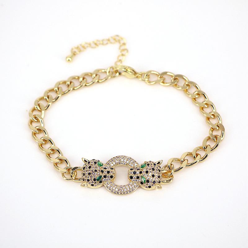 

Link Chain Charm Zircon Animal Leopard Curb For Women Girl Minimalist Pulseras Mujer Bijoux Femme Jewelry Party GiftsLinkLink