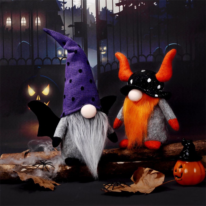 

Halloween Ornaments Party Supplies Bat Wings And Ox Horn Faceless Gnomes Doll Garden Gnomes Dolls Festival Decoration Plush Toys 11 5wf1 D3