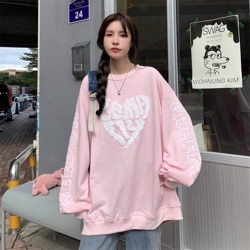 

Women's Hoodies & Sweatshirts Hiphop Love Trend Sweater Women Korean Fashion Pullovers Vintage Long-Sleeved Coat Kawaii Clothing Urban Tops, Black