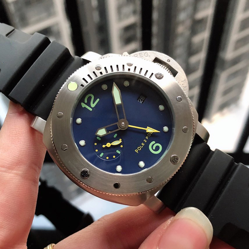 

0 0 Men Automatic Mechanical Watch Luminous GMT Black Rubber0 0