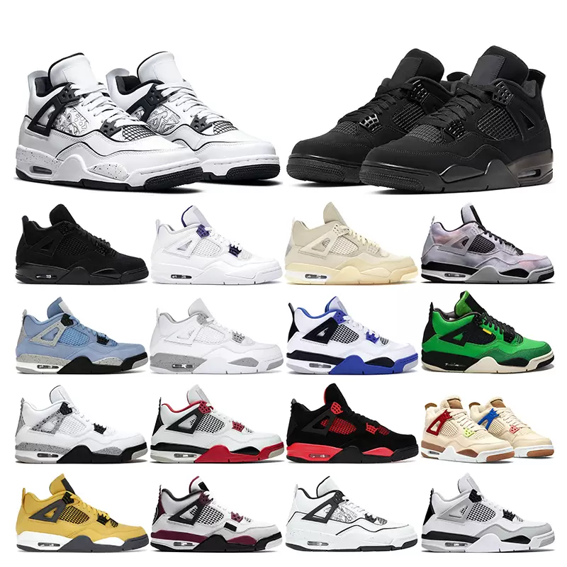 

Basketball shoes 4 men women sport Jumpman 4s Black cat jarda Fire Red Thunder sail White cement oreo Purple retro with trainers sneakers fashion outdoor with box, 33 what the