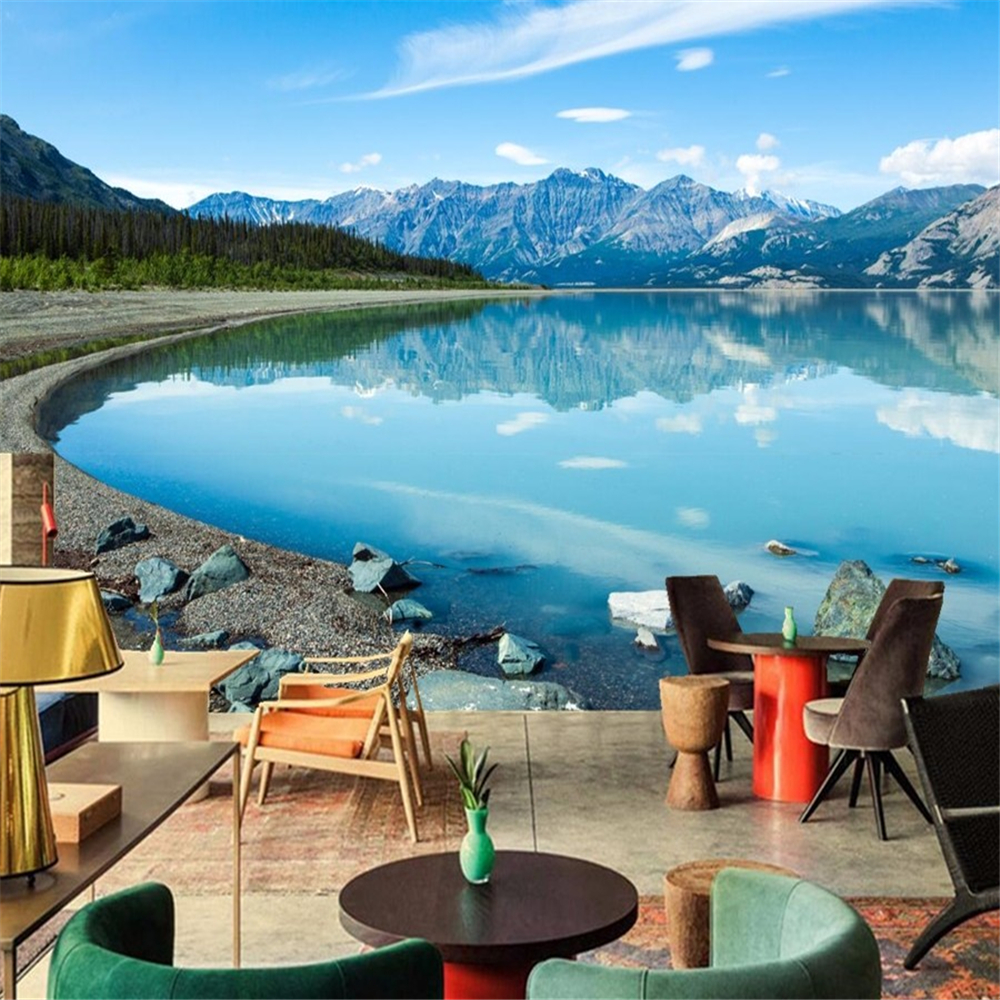 

Lake Mountains Stones Scenery Lake Nature wallpaper papel de parede living room tv sofa wall bedroom 3d wallpaper murals, Blue