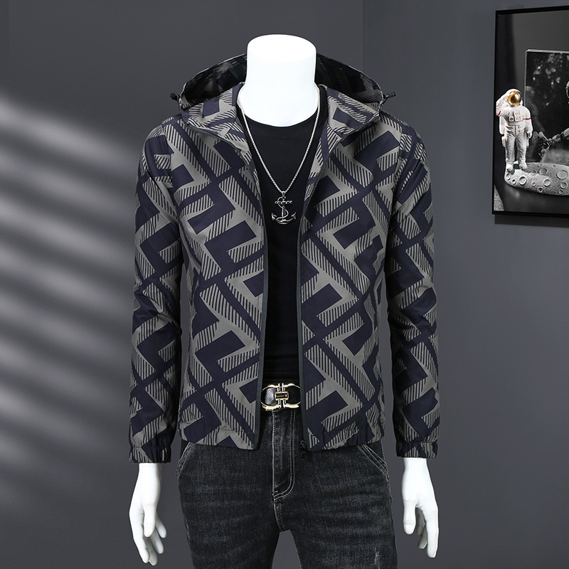 Mens loose oversize jaket coat Jackets long sleeve autumn wear print overcoats XXXL jacket spring Hooded Jacket casaco masculino Slim Fit Trend Bran