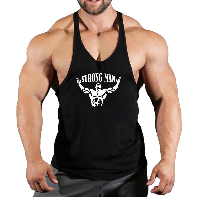 

Men's Tank Tops Brand Bodybuilding Stringer Mens Sportwear Vest Fitness Men Gyms Clothing Sleeveless Shirts Muscle Singlets TypeMen's, Black a