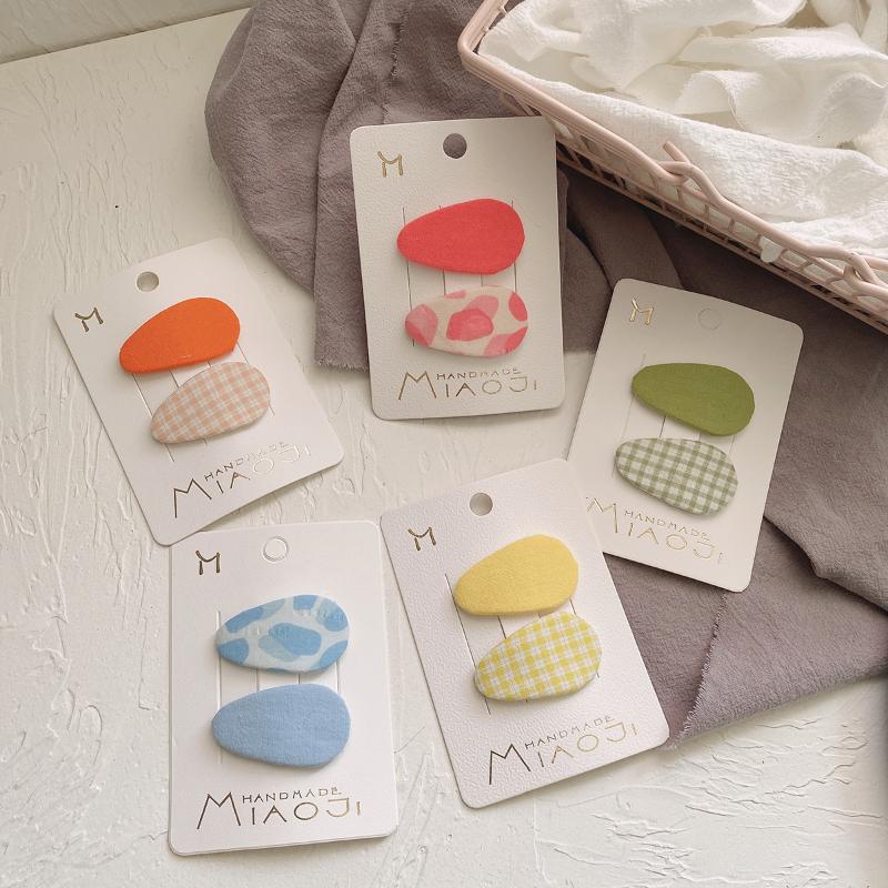 

Hair Accessories Pcs Spring Korea Simple Beautiful Color Plaid Fabric Pink Blue BB Clip For Sweet Girl Child Hairpins 3.5cmHair
