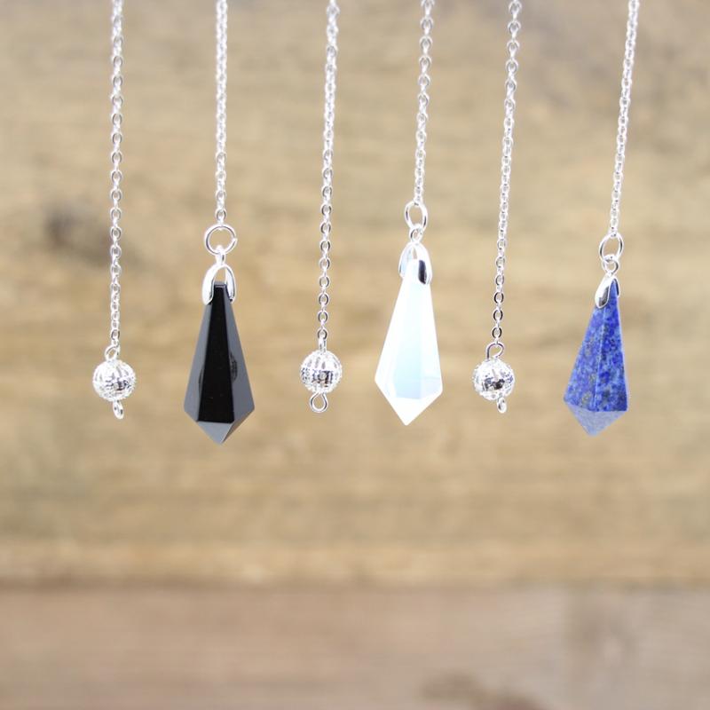 

Pendant Necklaces Natural Stone Reiki Pendulum For Dowsing Faceted Quartz Meditation Divination Wicca Healing Crystal Pendule Chain Jewelry