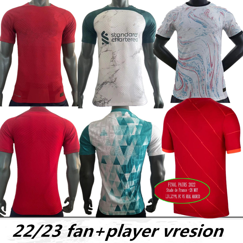 

2023 Soccer Jerseys Player version home red 2022 fan version Luis DIaz away white third kids kit TOP Thailand Mohamed goalkeeper football shirts 2022 final, 22/23 home fan