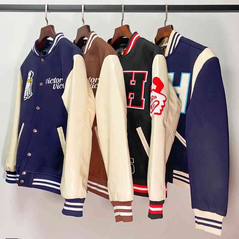 

Vibe style human made Verdy Victor co branded autumn American Baseball Jacket men hoodies, Blue and white wool college jacket