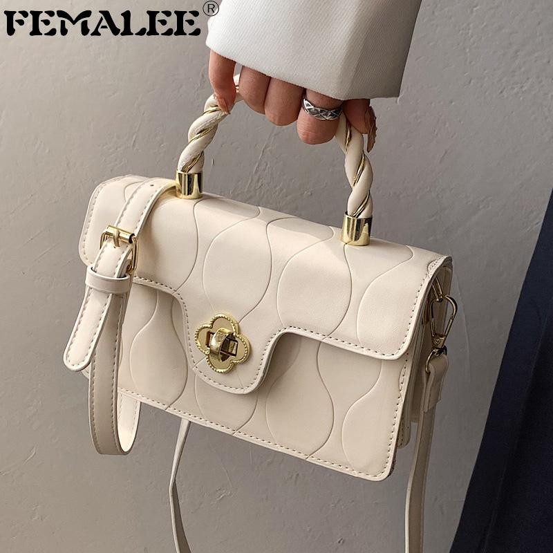 

Shoulder Bags High Sense Hourglass Pattern Handbag 2022 Four-leaf Clover Lock Single Bag Women Designer Texture Messenger BagShoulder, Pink