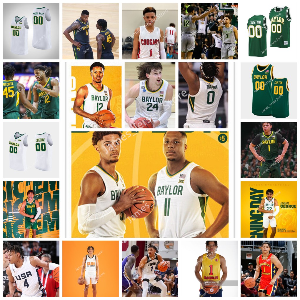 

Keyonte George Basketball Jersey Custom Baylor Bears Basketball Wears 2022 NCAA Stitched College Wear Embroidered jerseys