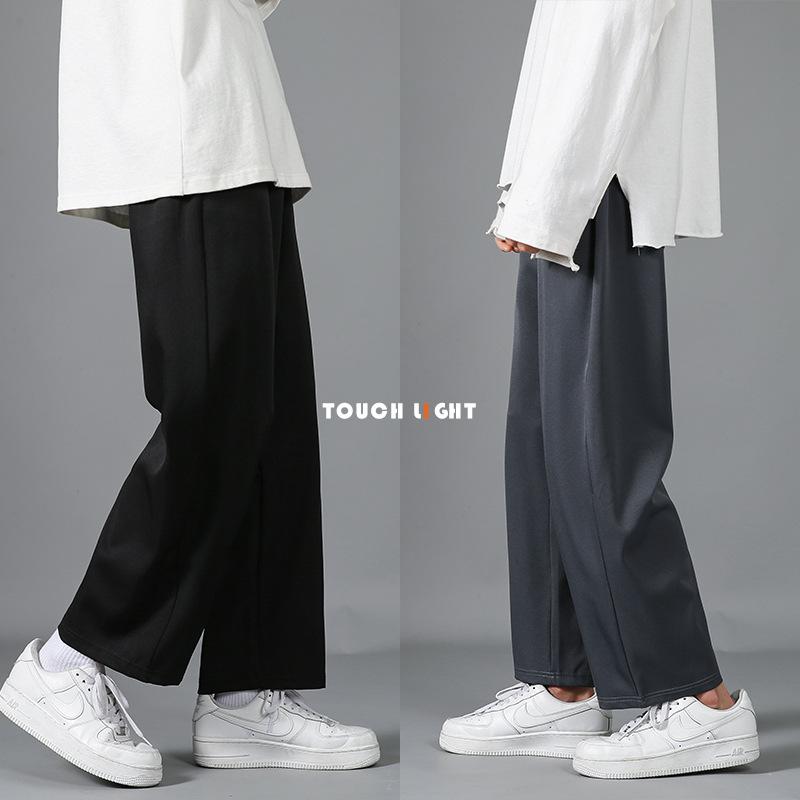 

Men' Pants Men' Loose Straight Style Korean Fashion Nine Point Tide Brand Summer Falling Feeling Wide Leg PantsMen, Black